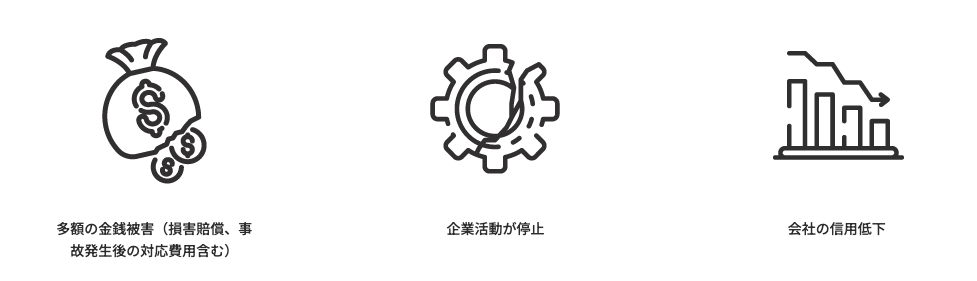 標的型攻撃メールやビジネスメール詐欺などで生じる被害イメージ画像